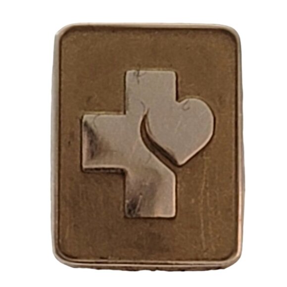 10K Yellow Gold Cross Heart Lapel Tie Tack Pin E903